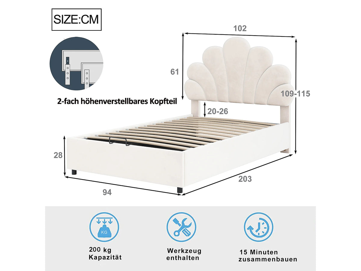 Lit Coffre 90x200 Velours Beige — vue 6