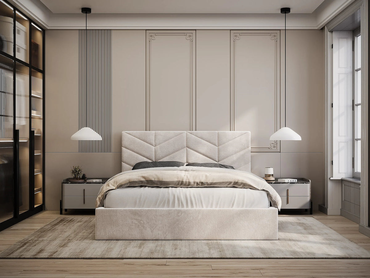 Lit Coffre 160x200 Bois Crème - JUSTANI — vue 2