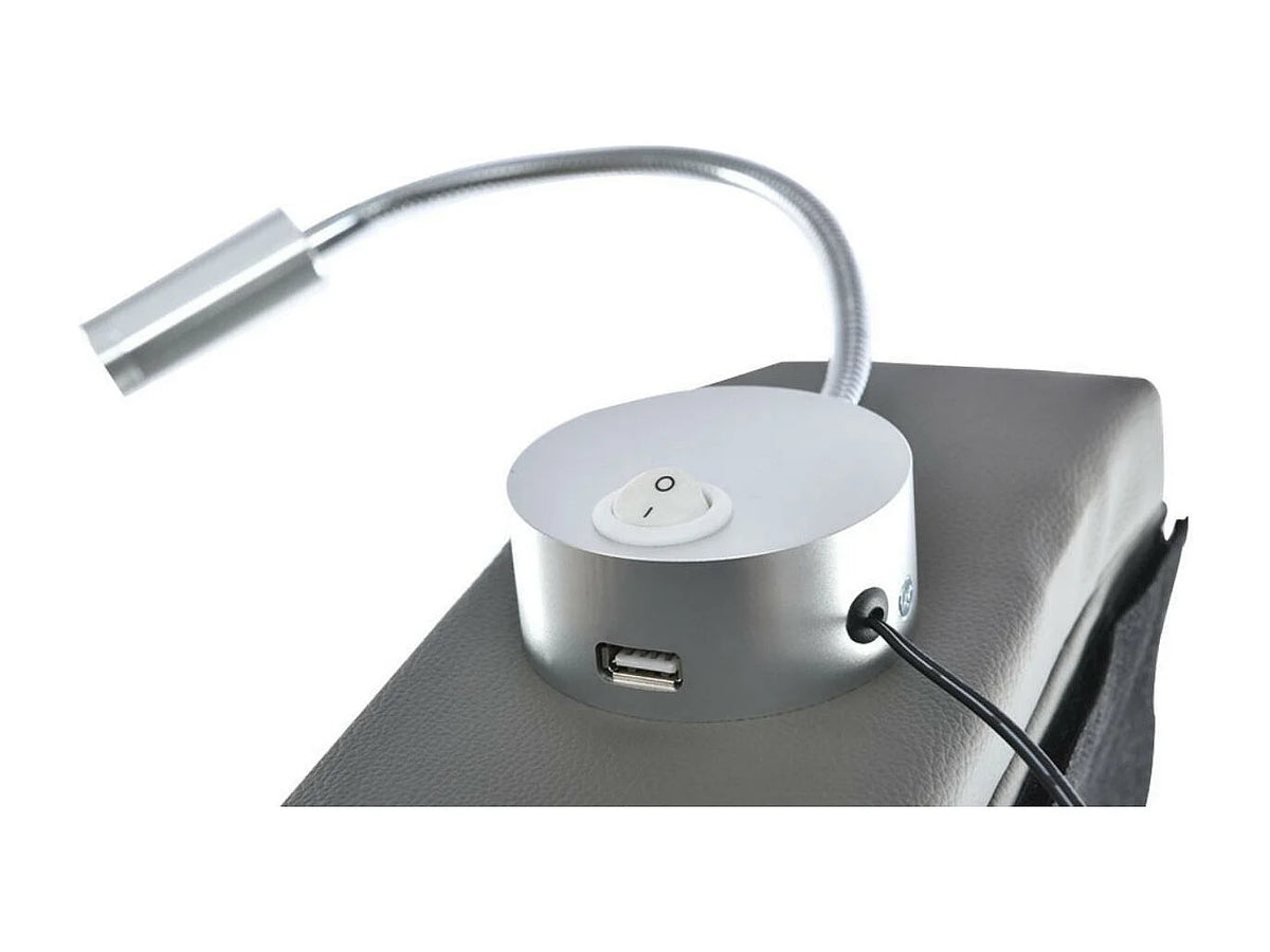 Lit Coffre 160x200 Simili Cuir Gris avec LED et Port USB — vue 8