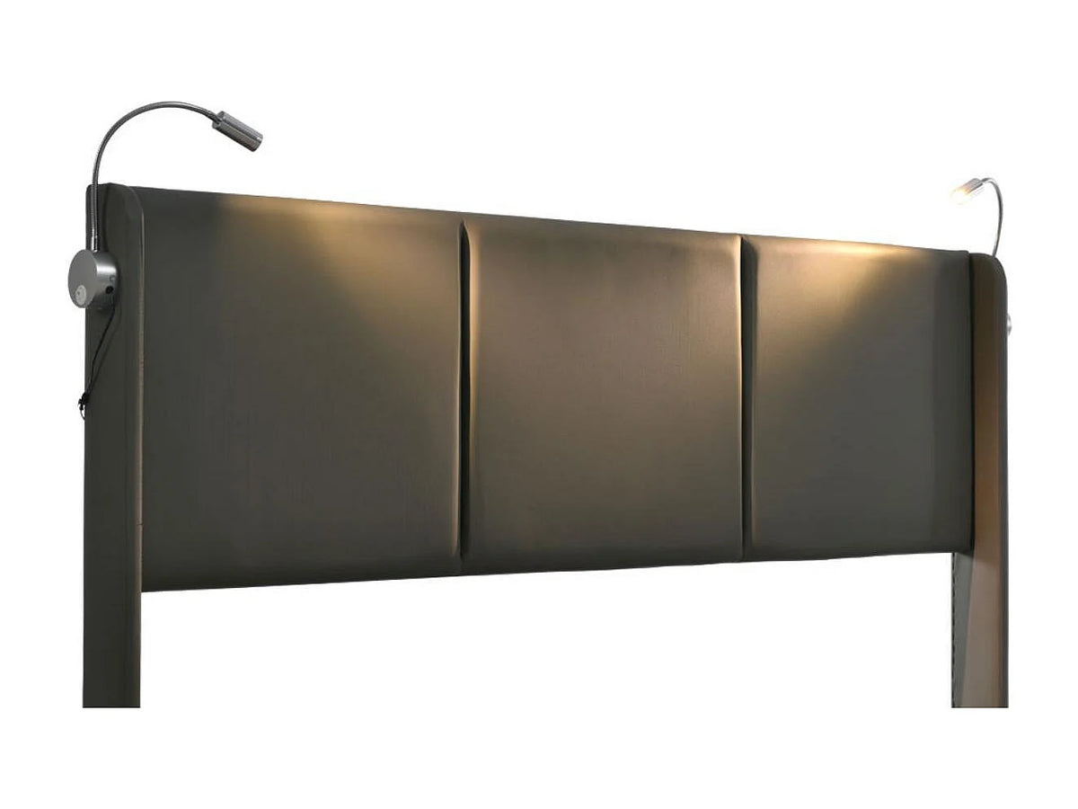 Lit Coffre 160x200 Simili Cuir Gris avec LED et Port USB — vue 9