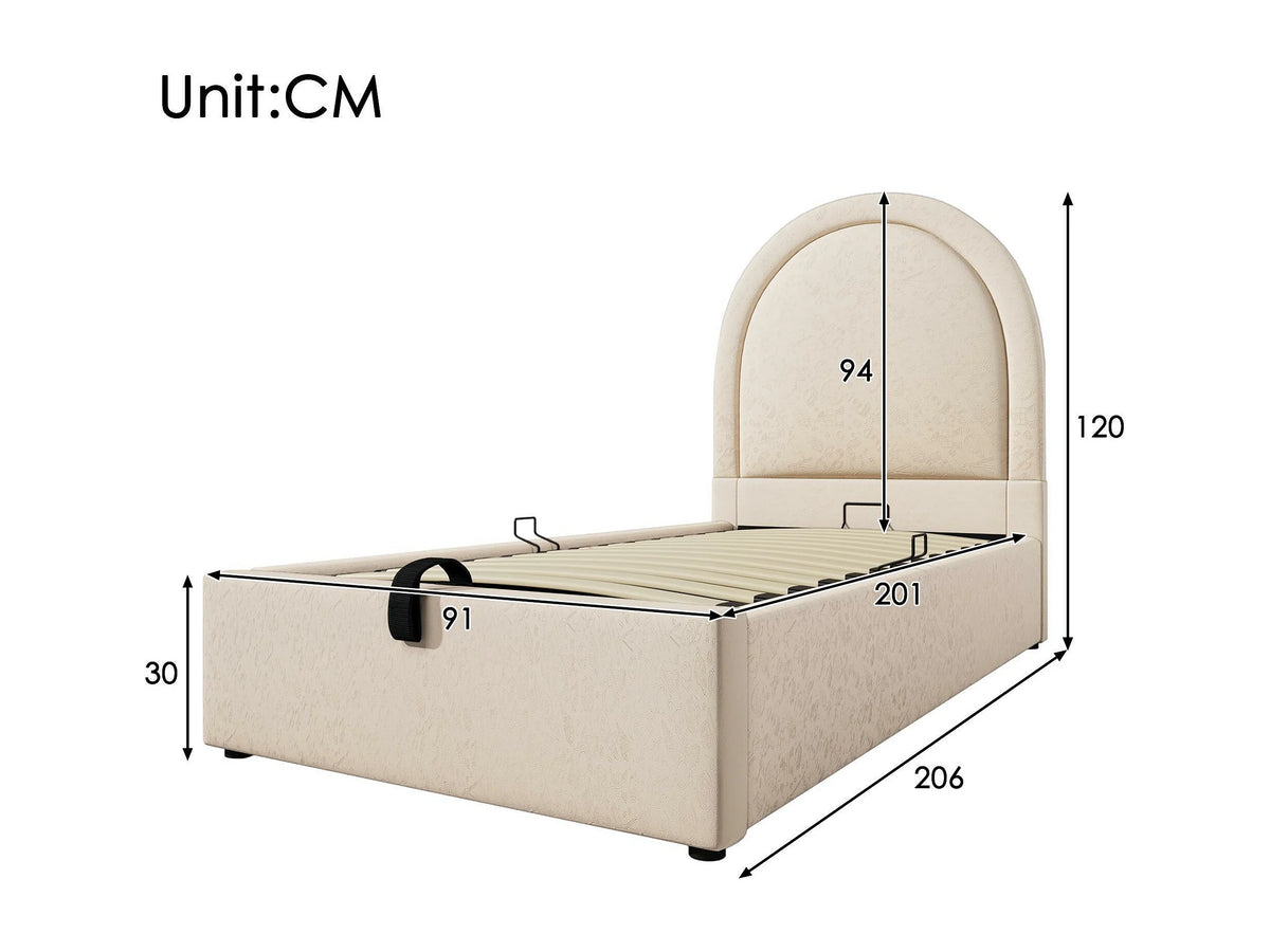 Lit Coffre 90x200 Simili Cuir Beige — vue 8