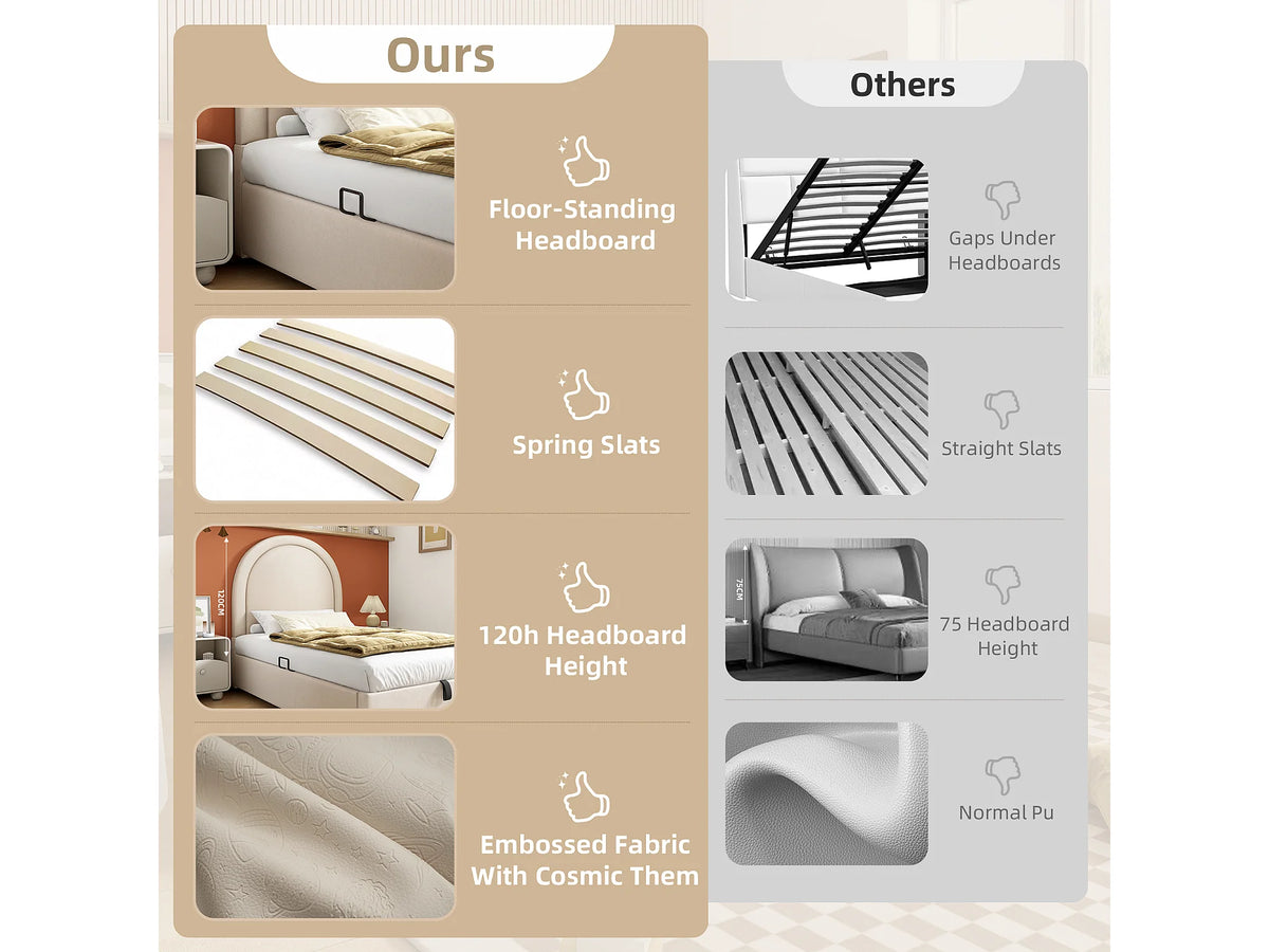 Lit Coffre 90x200 Simili Cuir Beige — vue 9
