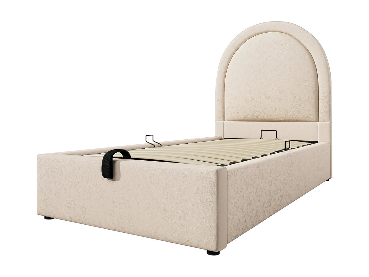 Lit Coffre 90x200 Simili Cuir Beige — vue 4