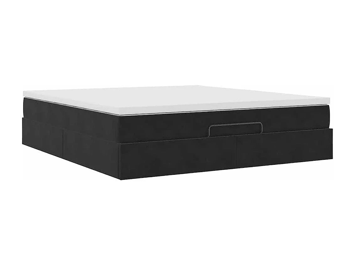 Lit Coffre 160x200 Velours Noir avec Matelas — vue 3