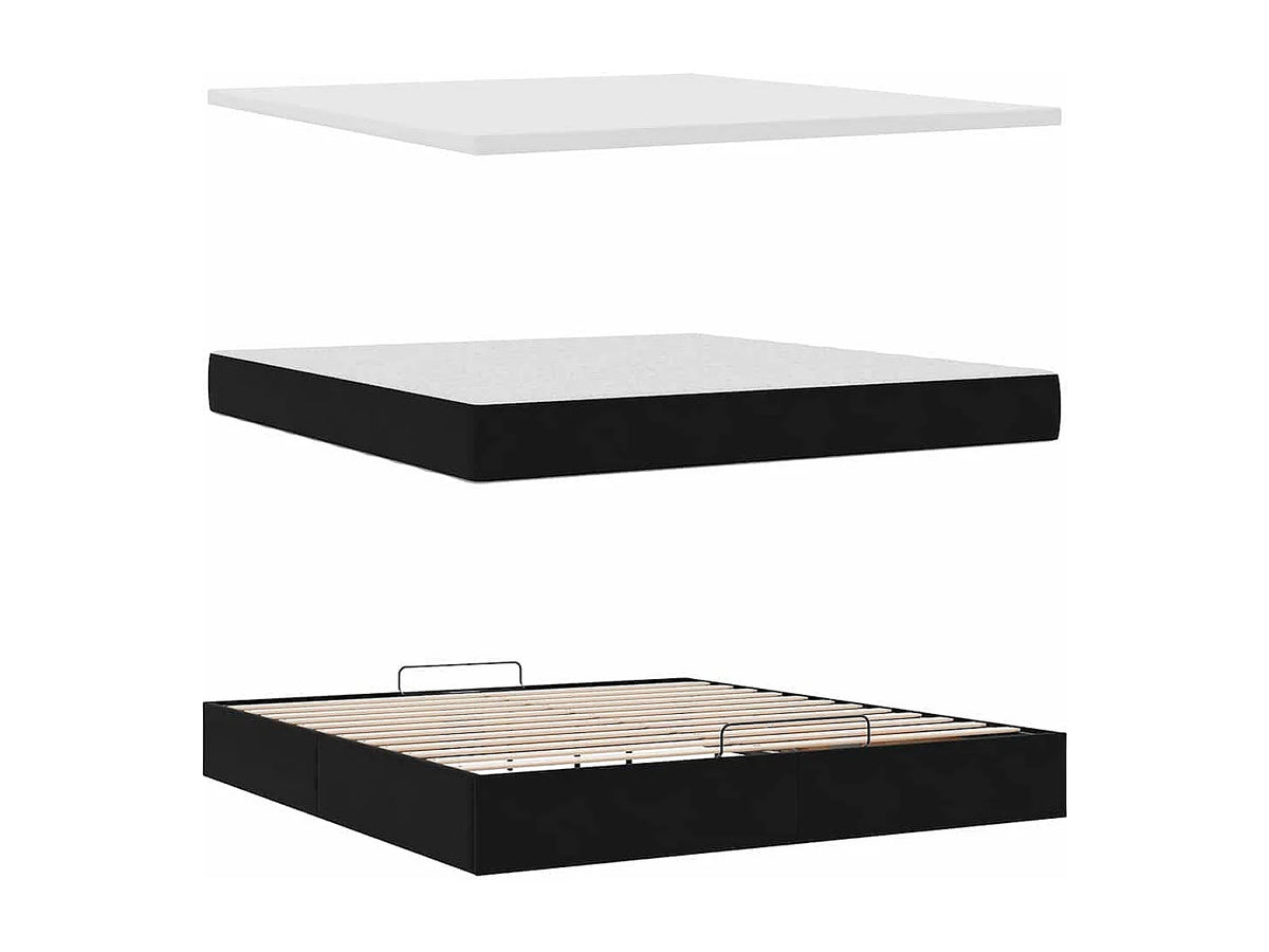Lit Coffre 160x200 Velours Noir avec Matelas — vue 6