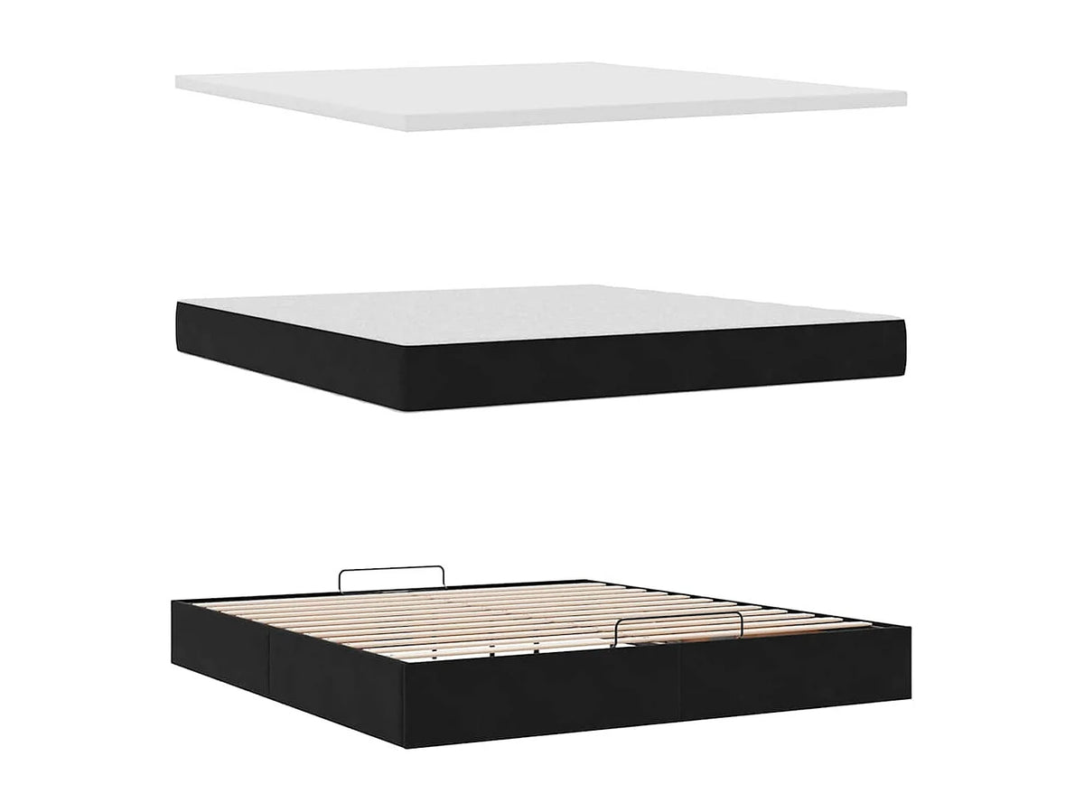 Lit Coffre 160x200 Velours Noir avec Matelas, LED et Port USB — vue 9