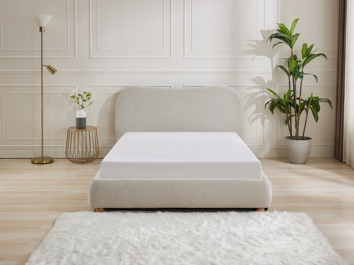 Lit Coffre 120x190 Tissu Beige - VANARI — vue 2
