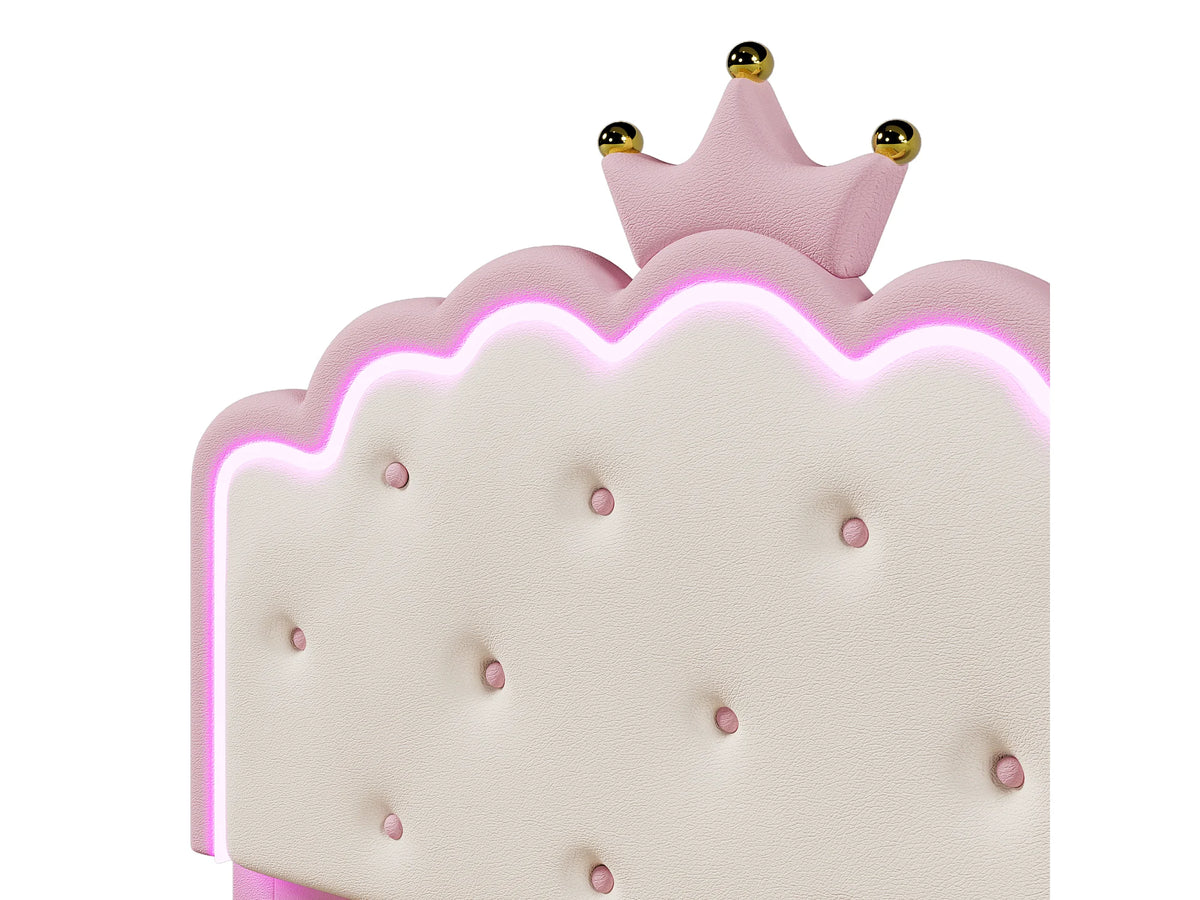 Lit Coffre 140x200 Simili Cuir Rose avec LED — vue 6
