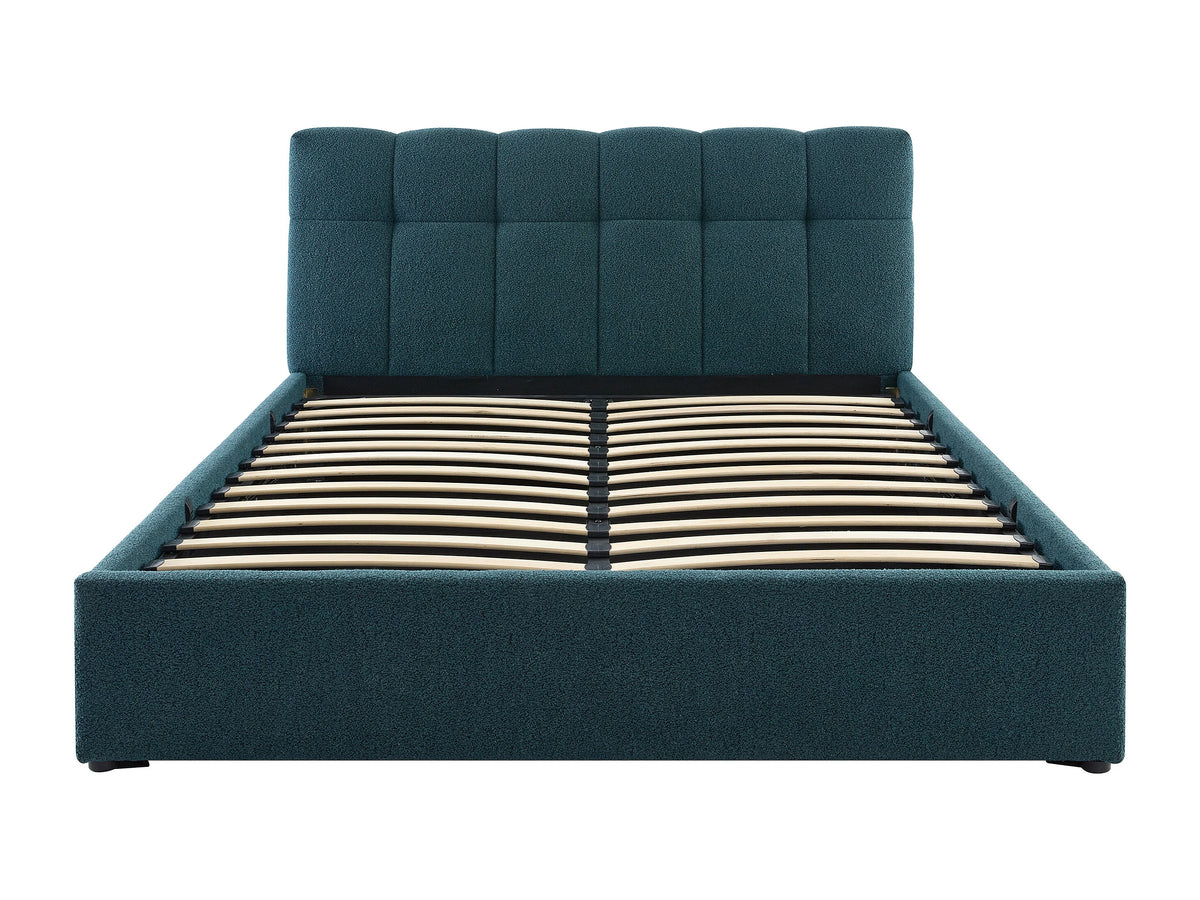 Lit Coffre 140x190 Tissu Bouclette Bleu canard - MAZIRI — vue 5
