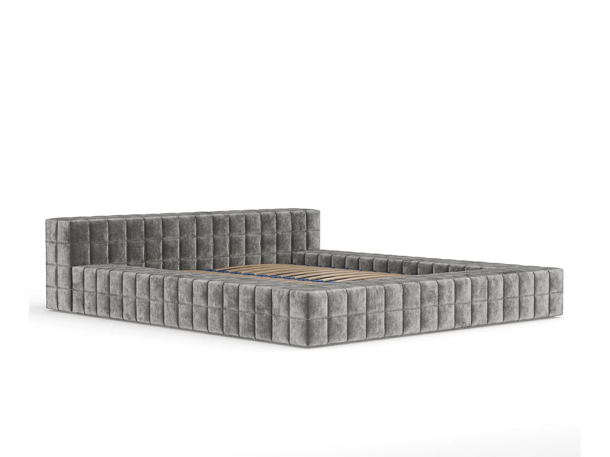 Lit Coffre 200x200 Tissu Chenille Gris — vue 4