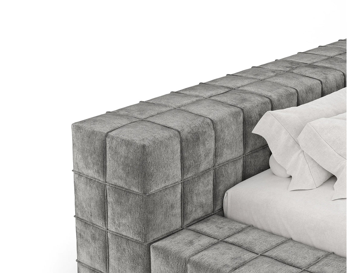 Lit Coffre 200x200 Tissu Chenille Gris — vue 5