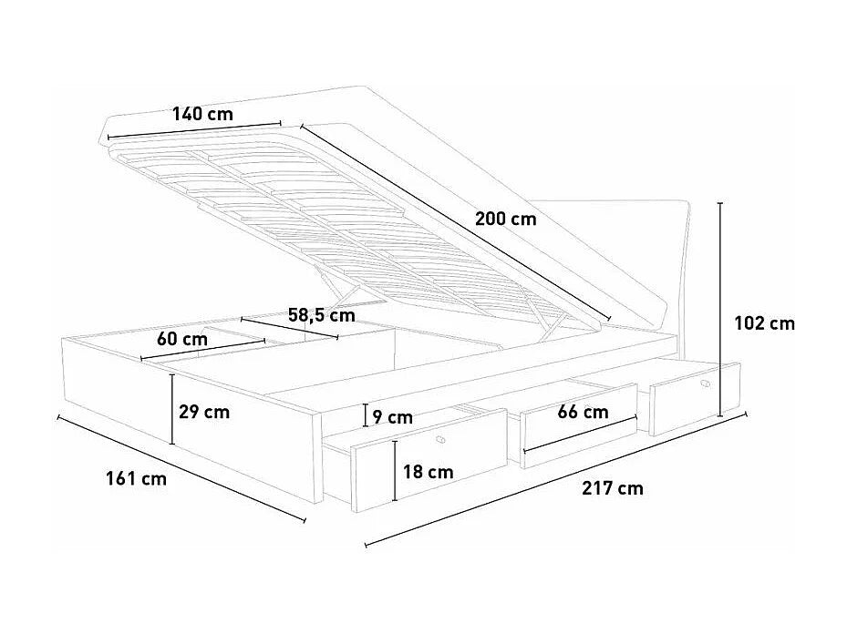 Lit Coffre 160x200 Simili Cuir Noir avec Matelas — vue 6