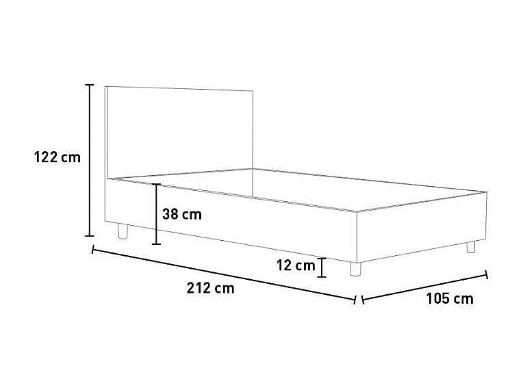 Lit Coffre 90x190 Simili Cuir Taupe Capitonné — vue 5