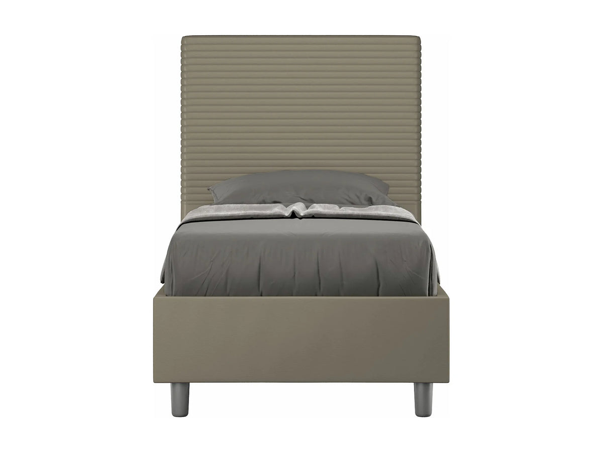 Lit Coffre 90x190 Simili Cuir Marron Capitonné — vue 3