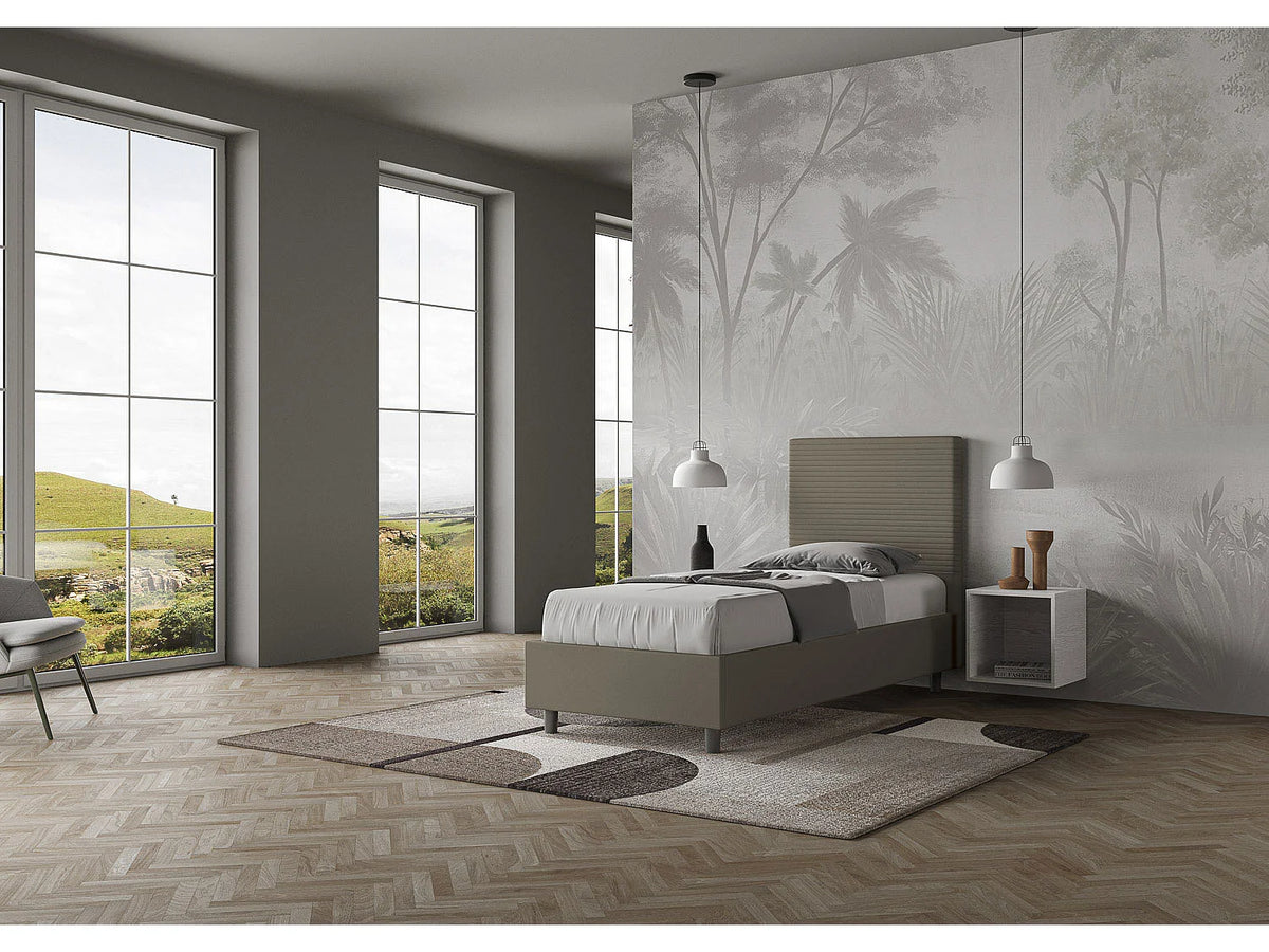 Lit Coffre 90x190 Simili Cuir Marron Capitonné — vue 6