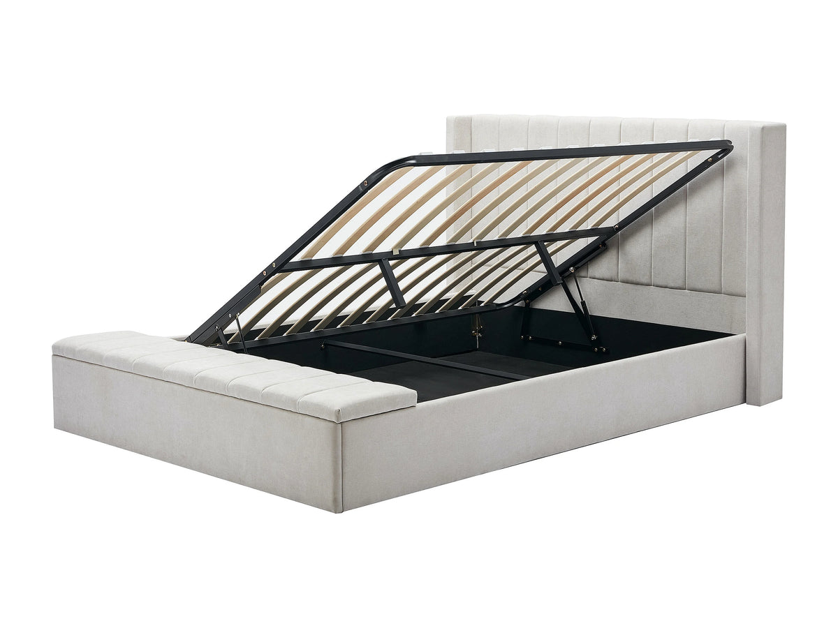 Lit Coffre 180x200 Tissu Beige - DOUINO — vue 7