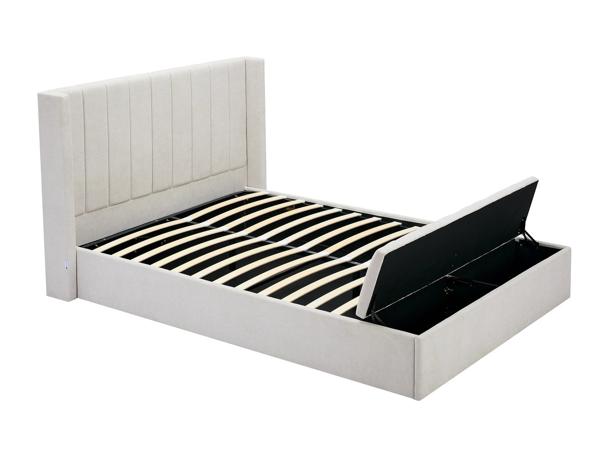 Lit Coffre 180x200 Tissu Beige - DOUINO — vue 8