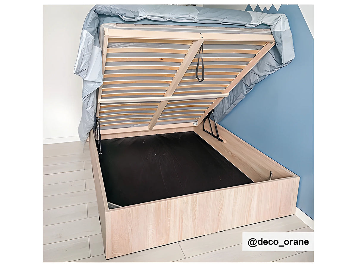 Lit Coffre 160x200 Bois Naturel clair - ELPHEGE — vue 3