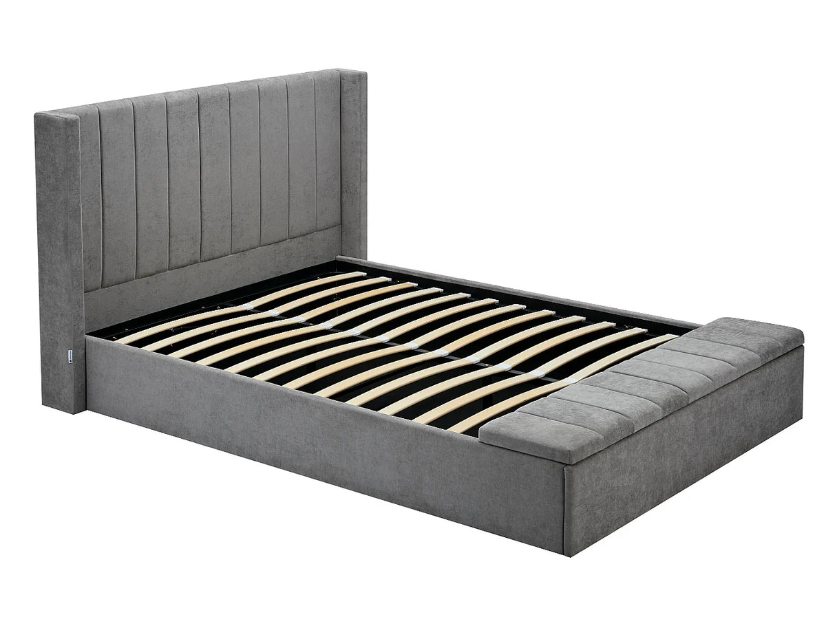 Lit Coffre 180x200 Tissu Beige - DOUINO — vue 14