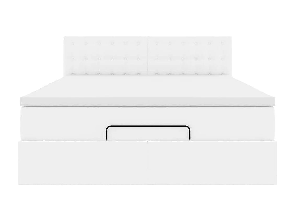 Lit Coffre 140x190 Simili Cuir Blanc avec Matelas, LED et Port USB — vue 7