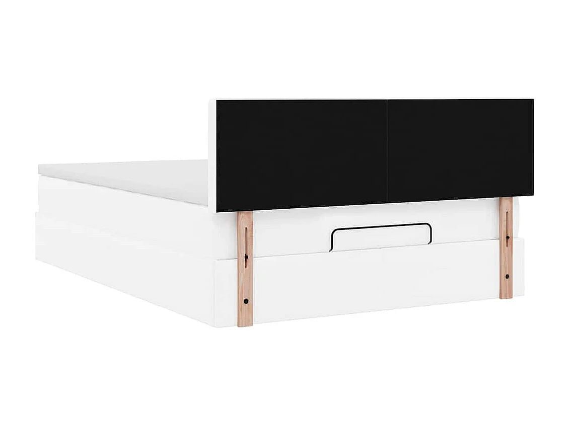 Lit Coffre 140x190 Simili Cuir Blanc avec Matelas, LED et Port USB — vue 9