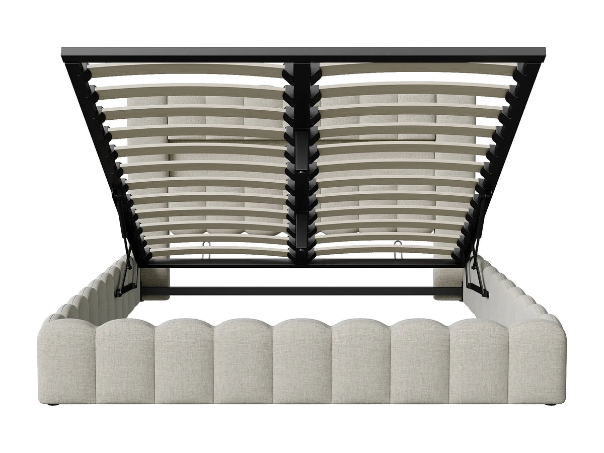 Lit Coffre 140x200 Tissu Lin Beige avec LED — vue 5
