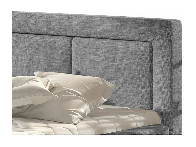 Lit Coffre 200x200 Tissu Gris Capitonné — vue 5