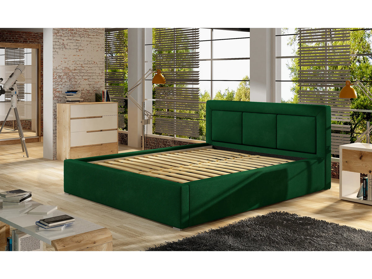 Lit Coffre 200x200 Tissu Gris Capitonné — vue 3