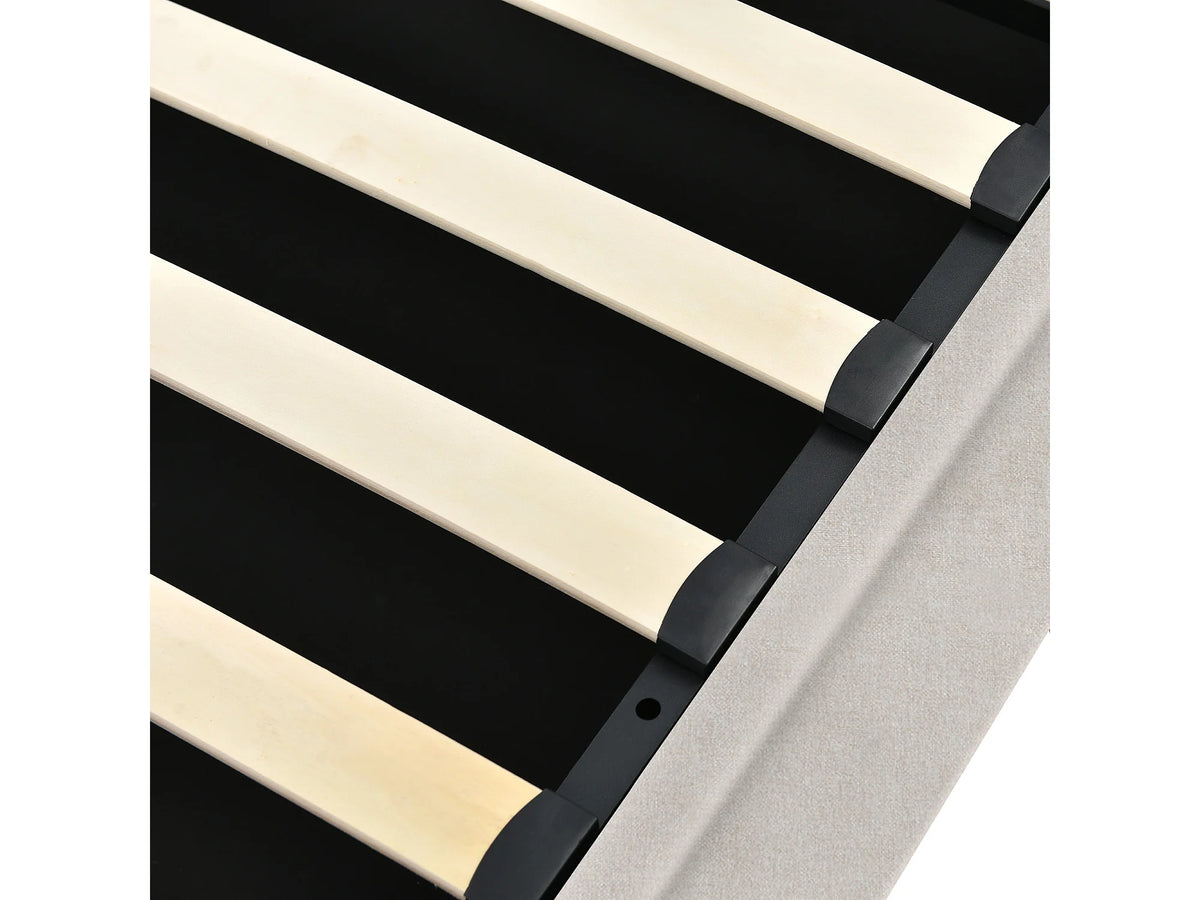 Lit Coffre 140x200 Bois Beige avec Tiroirs et Port USB — vue 9