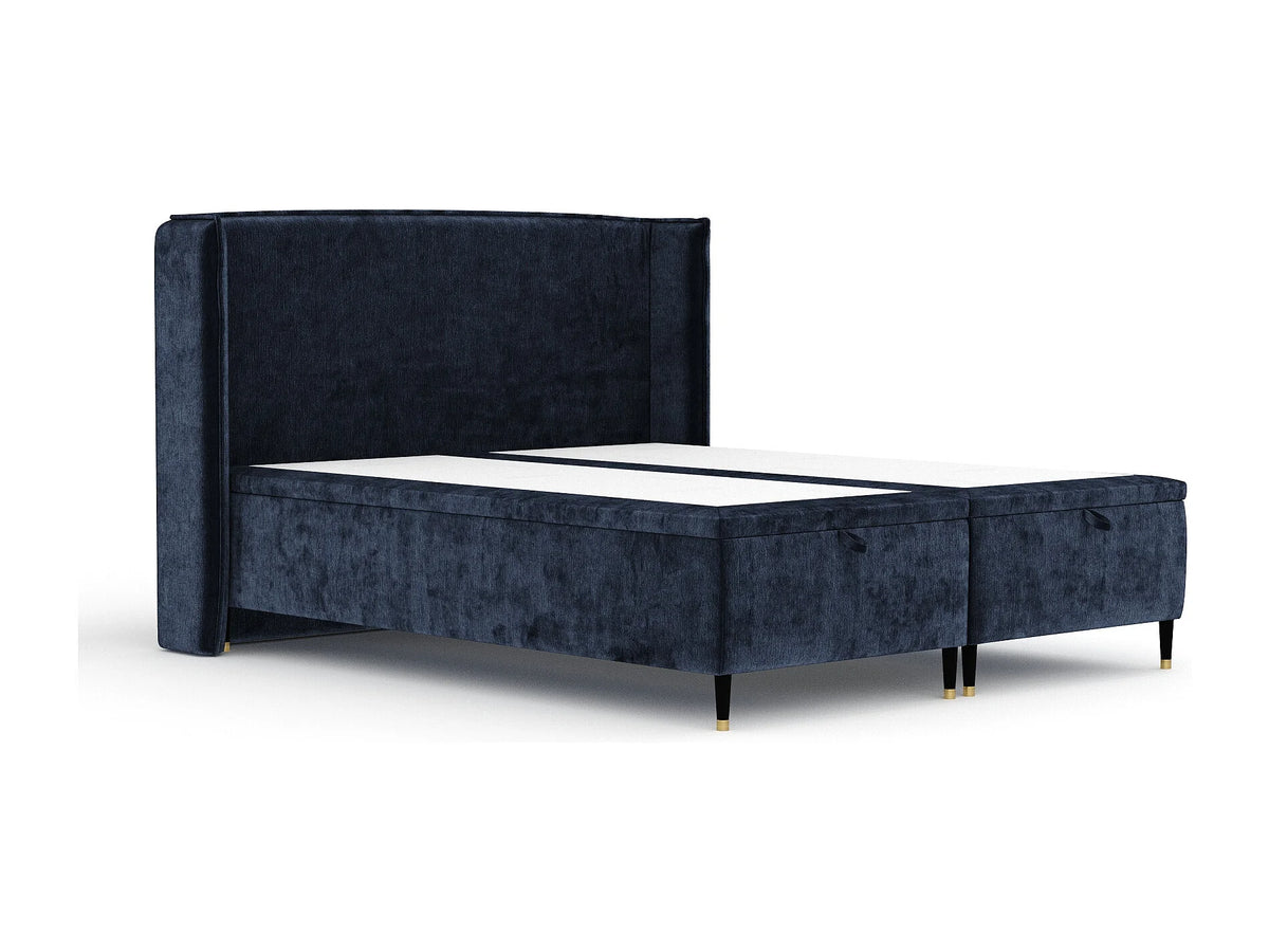 Lit Coffre 200x200 Tissu Chenille Bleu nuit — vue 3