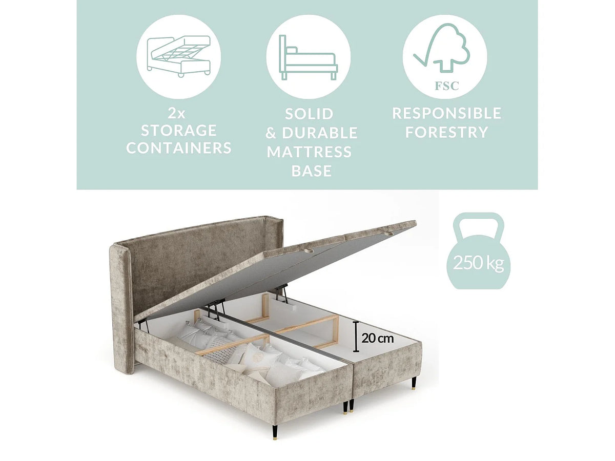 Lit Coffre 200x200 Tissu Chenille Bleu nuit — vue 8