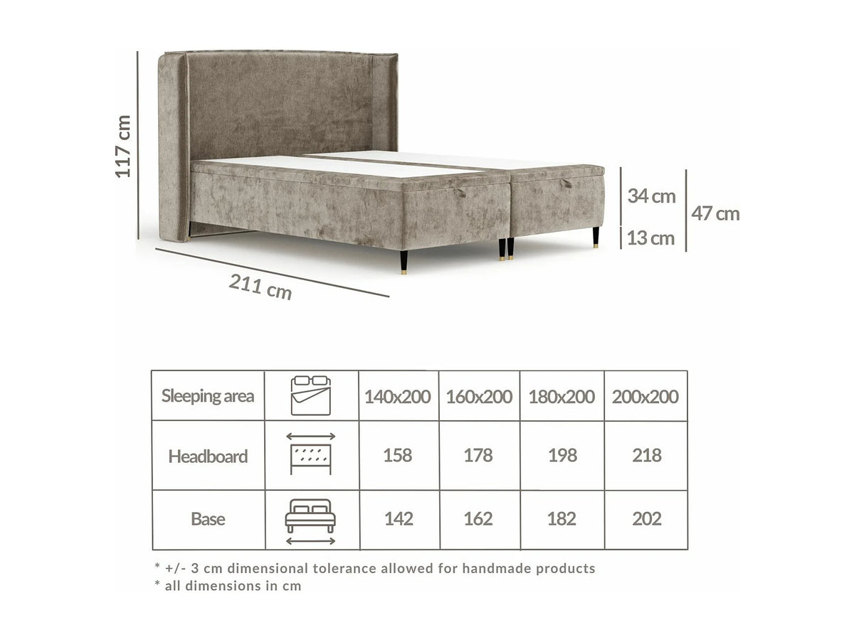 Lit Coffre 200x200 Tissu Chenille Bleu nuit — vue 9