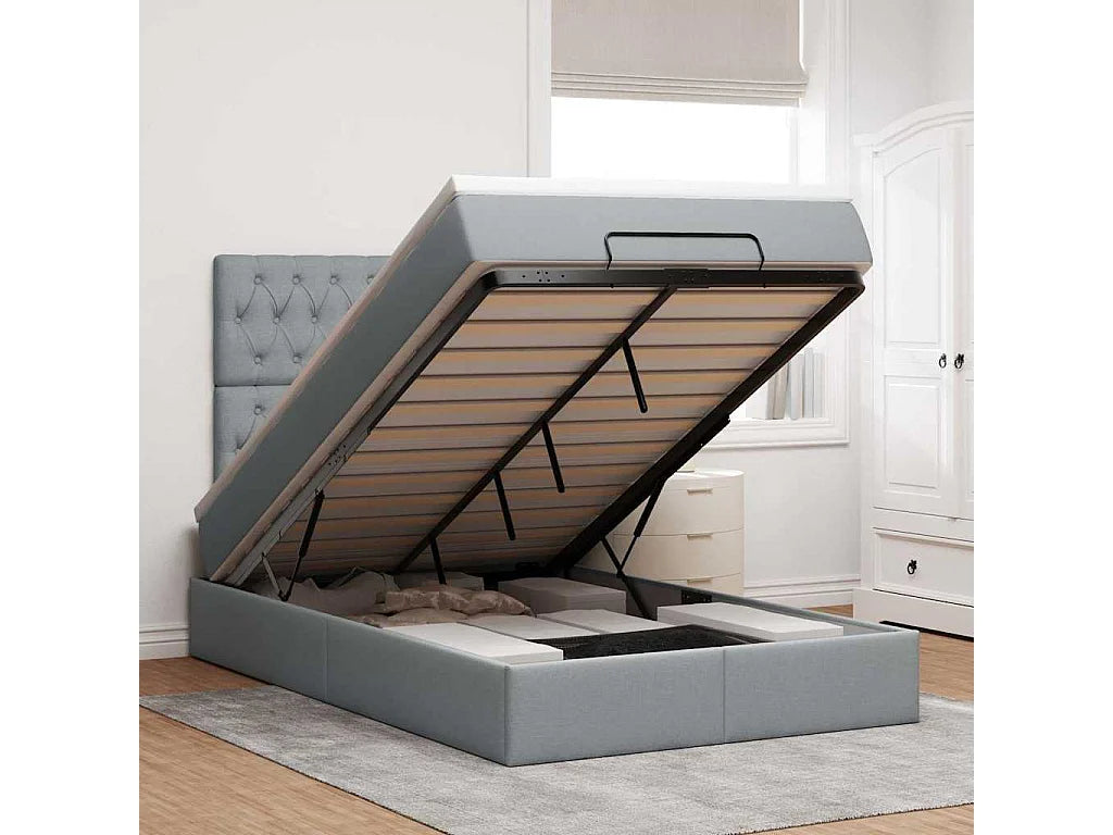 Lit Coffre 120x200 Velours Vert avec Matelas, LED et Port USB