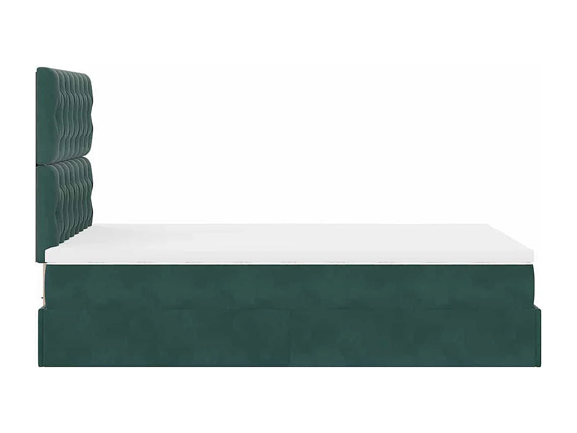 Lit Coffre 120x200 Velours Vert avec Matelas, LED et Port USB — vue 8