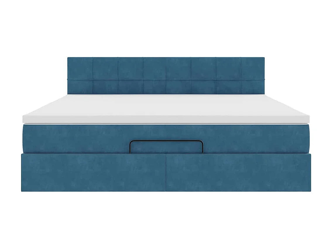 Lit Coffre 200x200 Velours Bleu avec Matelas, LED et Port USB — vue 5