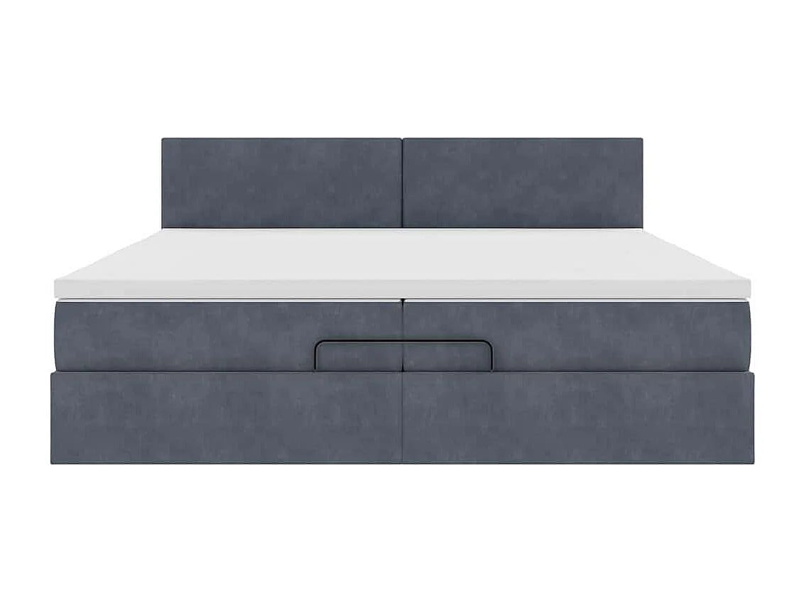 Lit Coffre 200x200 Velours Gris avec Matelas, LED et Port USB — vue 5