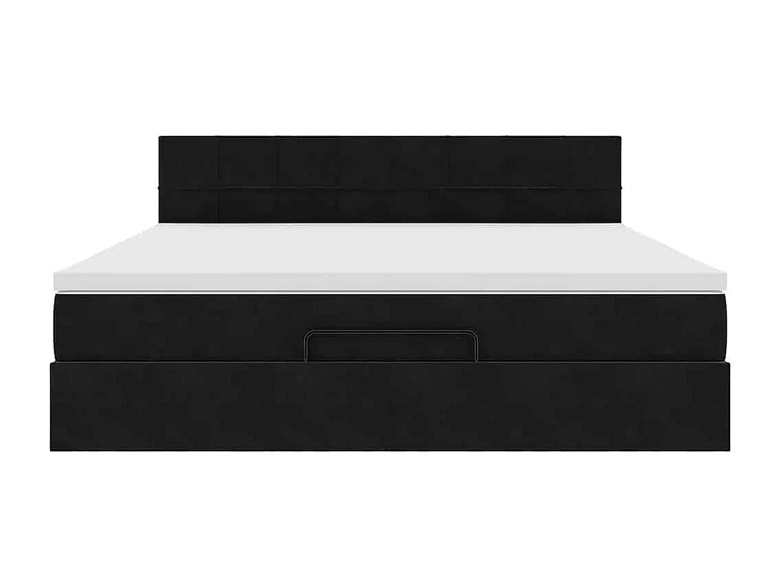 Lit Coffre 180x200 Velours Noir avec Matelas — vue 4