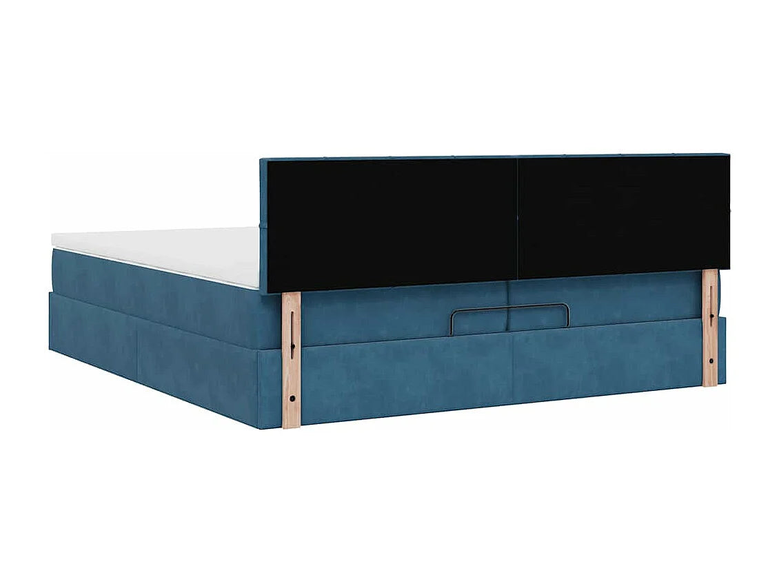 Lit Coffre 200x200 Velours Bleu avec Matelas — vue 6