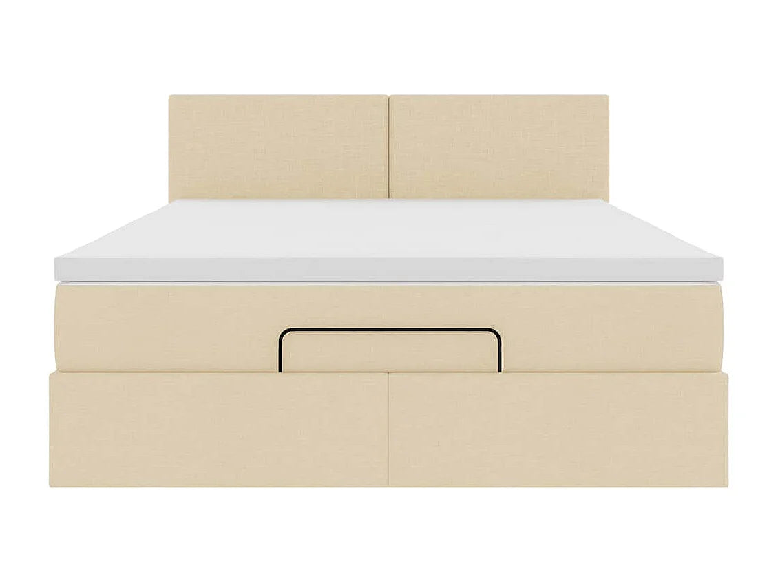 Lit Coffre 140x190 Tissu Crème avec Matelas, LED et Port USB — vue 5