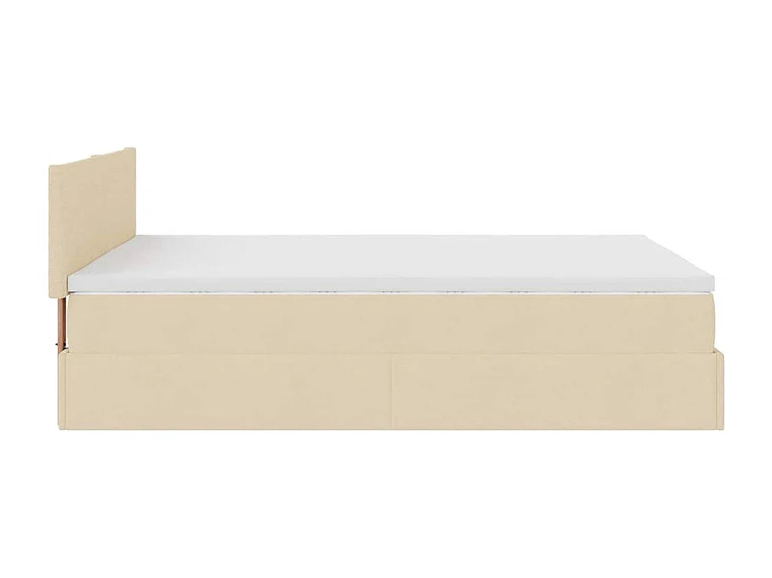 Lit Coffre 140x190 Tissu Crème avec Matelas — vue 6