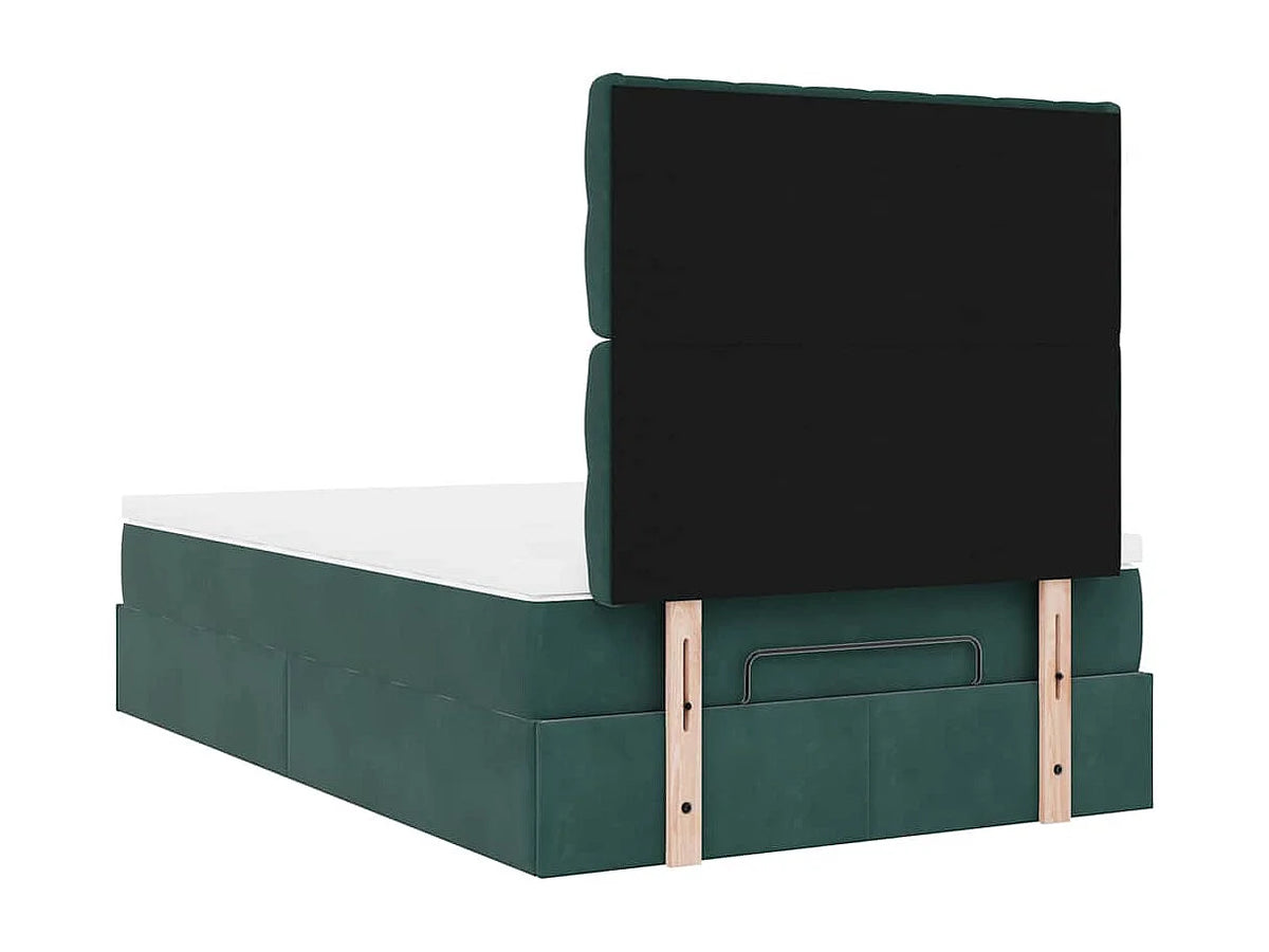 Lit Coffre 120x200 Velours Vert avec Matelas — vue 6