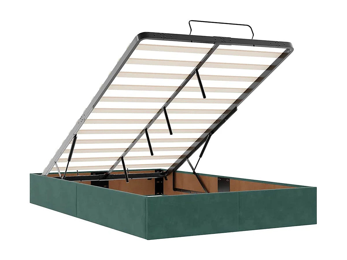 Lit Coffre 120x200 Velours Vert avec Matelas — vue 10