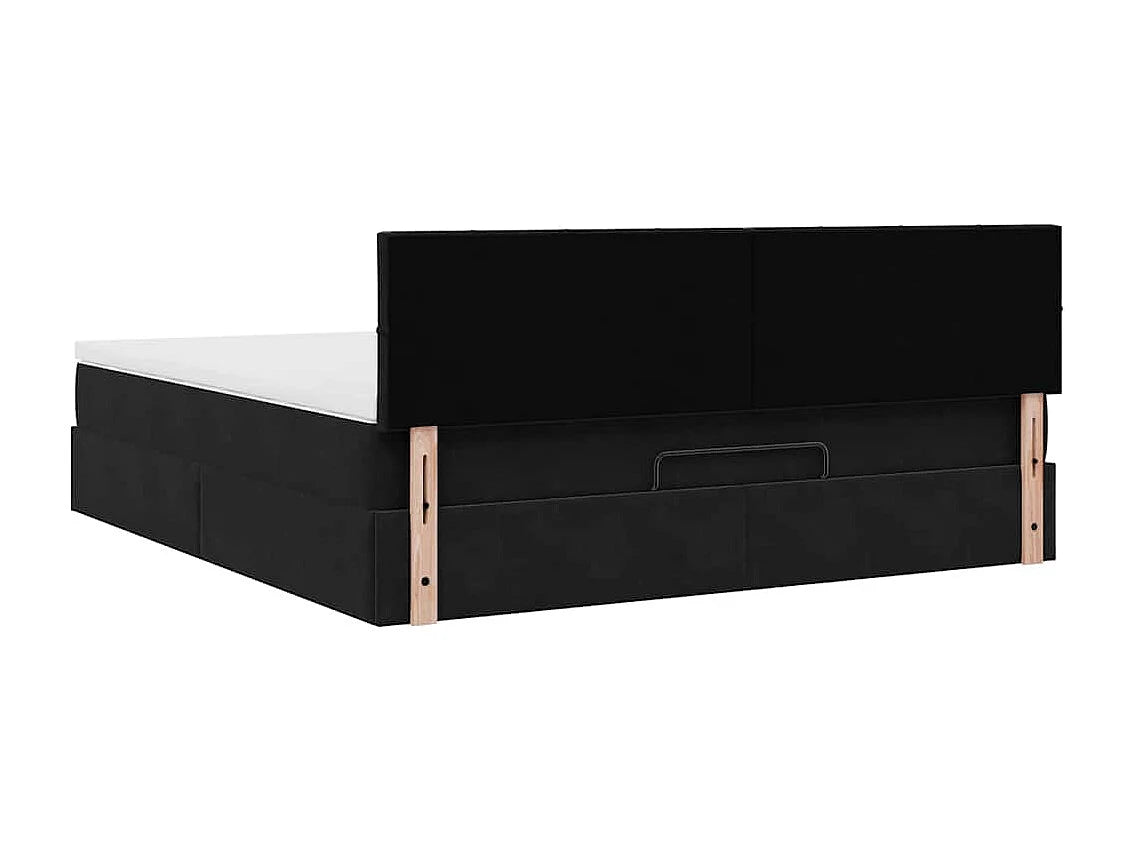 Lit Coffre 180x200 Velours Noir avec Matelas, LED et Port USB — vue 6