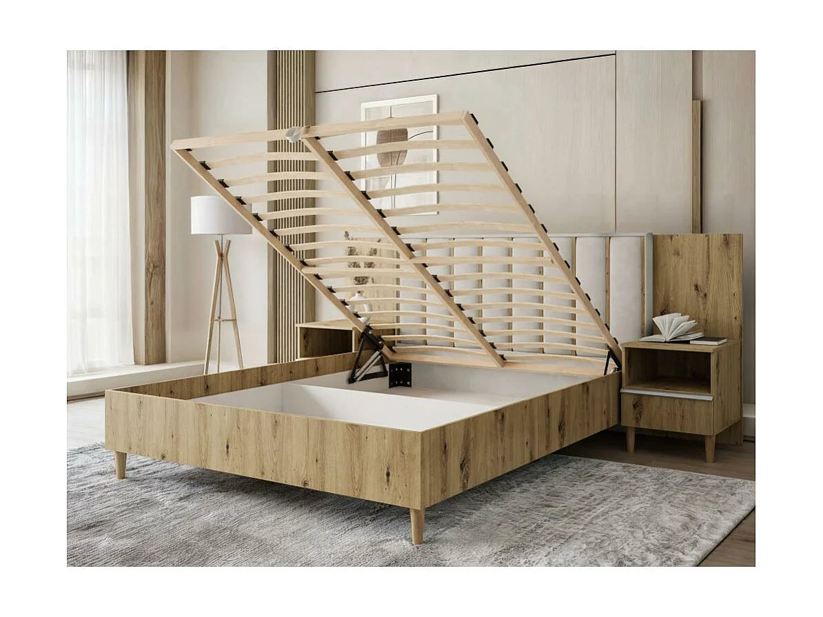 Lit Coffre 100x200 Tissu Noir — vue 2