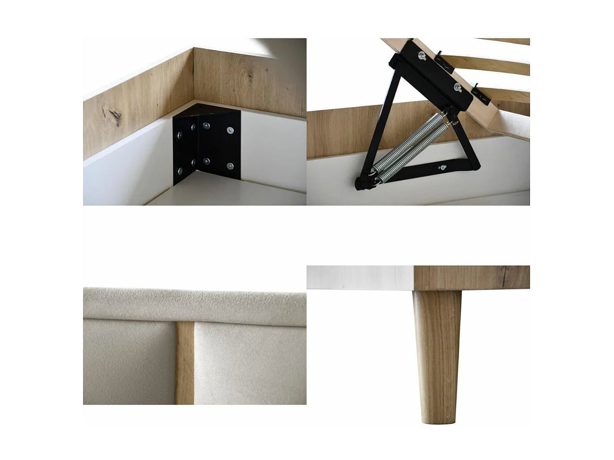 Lit Coffre 100x200 Tissu Beige — vue 7