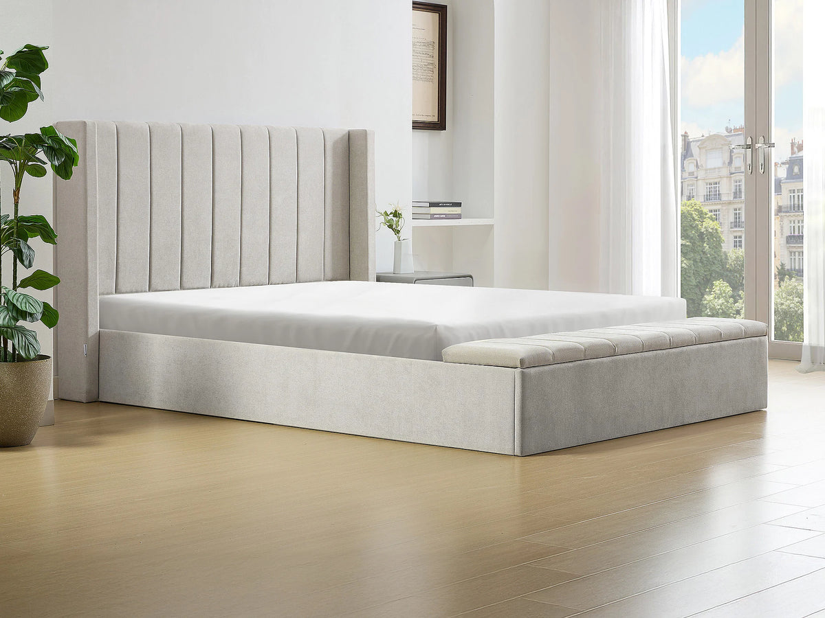 Lit Coffre 180x200 Tissu Beige - DOUINO — vue 16