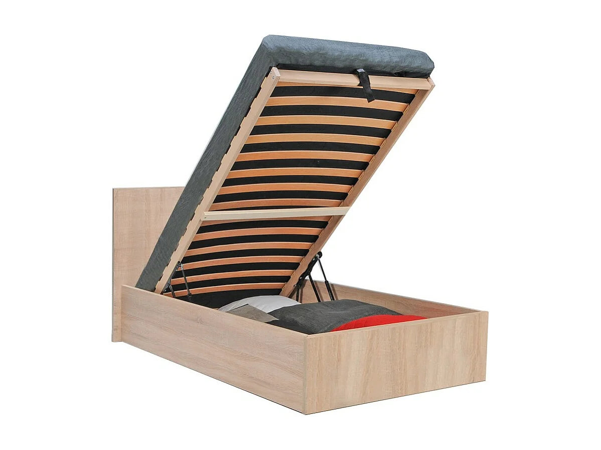 Lit Coffre 90x190 Bois Marron — vue 2