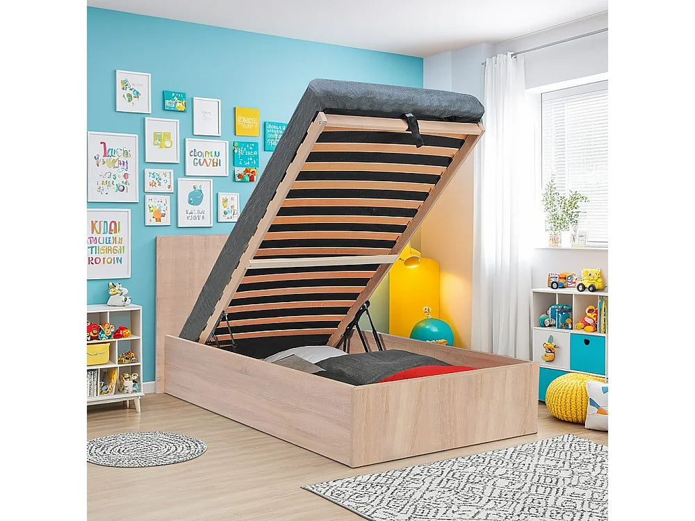 Lit Coffre 90x190 Bois Marron — vue 5