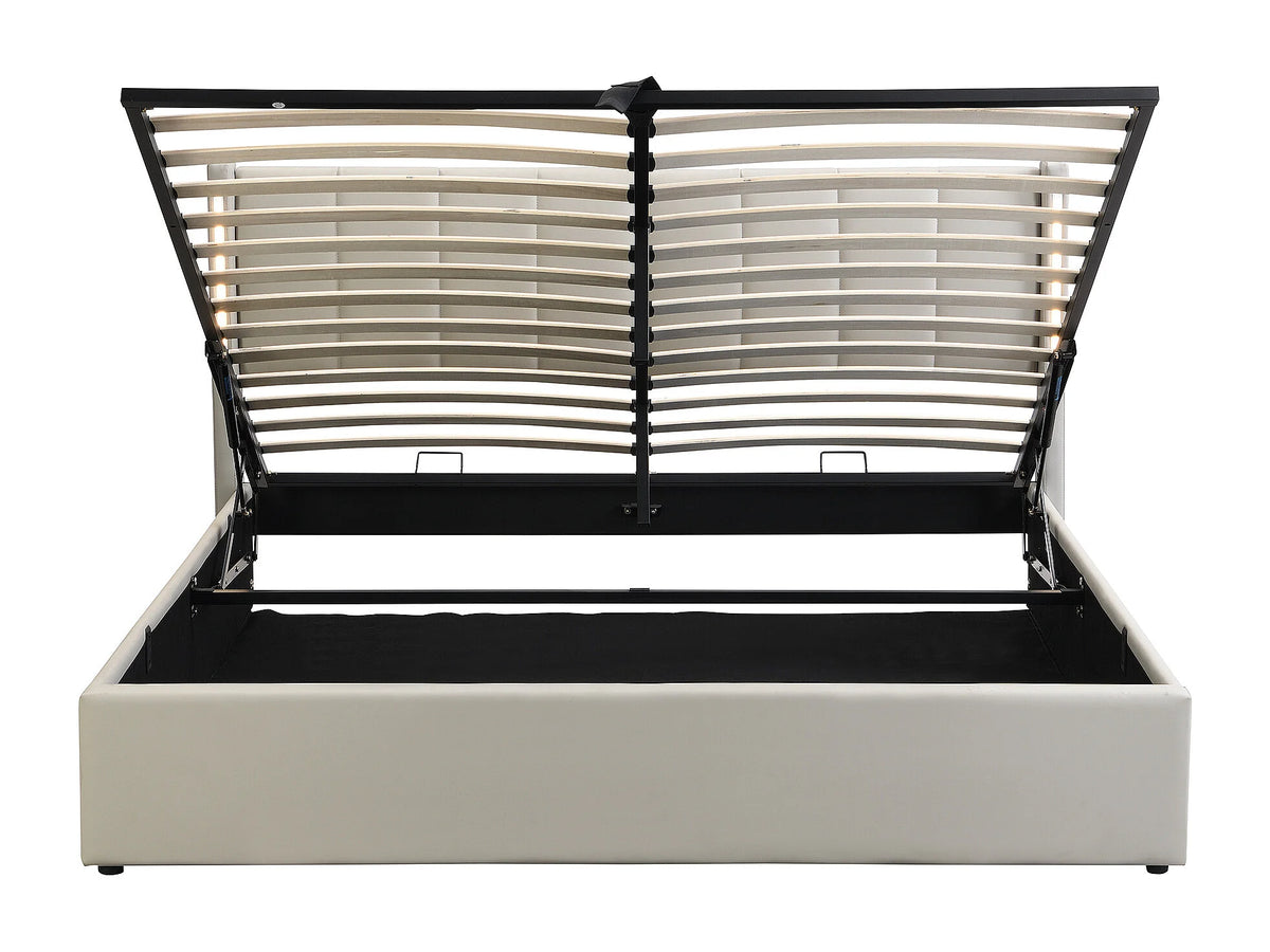 Lit Coffre 140x190 Simili Cuir Gris avec LED et Port USB — vue 5