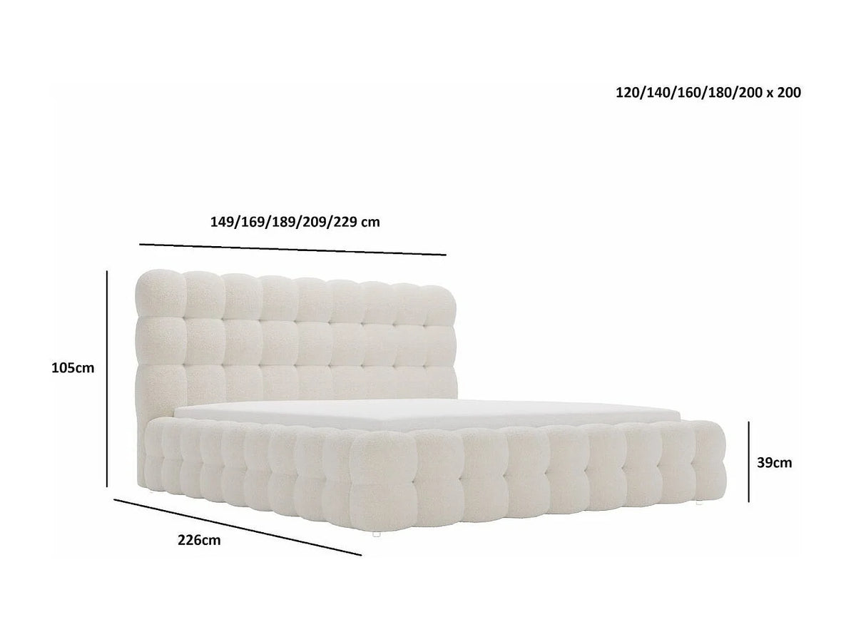 Lit Coffre 140x200 Tissu Bouclette Beige — vue 7